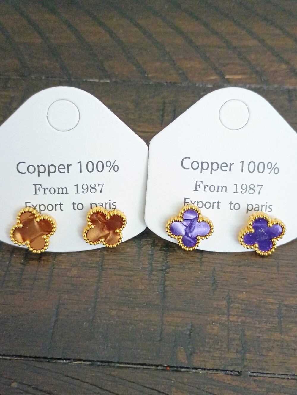New Clover Stud Earrings Bundle - Brown and Purple